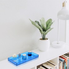 Trend Pleksi Dekoratif Banyo Tepsisi 30CM x 18CM Mavi 3mm Transparan Hafif ve Dayanıklı