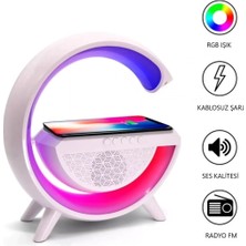 BF Rgb LED Işıklı Kablosuz Wireless Şarj Masa Lambası Bluetooth Hoparlör Speaker G Lamba