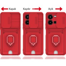 Denza Case Vivo Y22S Kılıf Kartvizitli Askılı Standlı Kapak - Lacivert