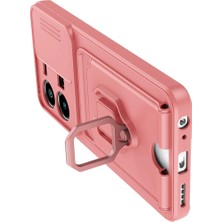 Denza Case Vivo Y35 Kılıf Kartvizitli Askılı Standlı Kapak - Pembe