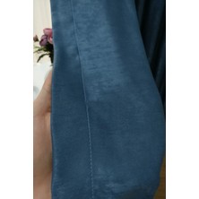 Özgün Perde Soft Kumaş Fon Perde Sık Pileli Indigo Perde