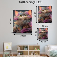 Mervolia Hayvan Temalı  Renkli Kedi Tablo TBL512