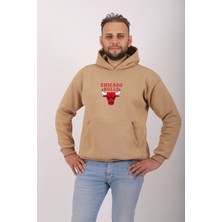 Dressify Modern Chıcago Bulls Baskılı Oversıze Rahat Kalıp Unısex Kapüşonlu Sweatshırt