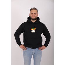 Dressify Modern Hamtaro Baskılı Oversıze Rahat Kalıp Unısex Kapüşonlu Sweatshırt