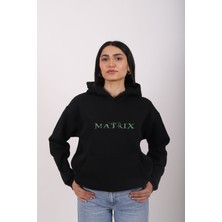 Dressify Modern Matrıx Baskılı Oversıze Rahat Kalıp Unısex Kapüşonlu Sweatshırt