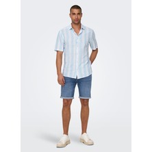 Only & Sons Dar Mavi - Buz Erkek Denim Şort Onsply Lbd 7644 Pım Dnm Shorts Vd