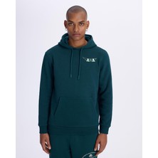 Kappa Authentic Authentic Graphik Phelps Erkek Petrol Yeşili Regular Fit Hoodie