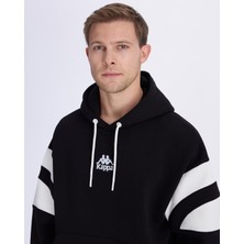Kappa Authentic Benedict Hoodie Erkek Siyah-Beyaz Oversize Fit Hoodie