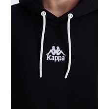 Kappa Authentic Benedict Hoodie Erkek Siyah-Beyaz Oversize Fit Hoodie