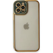 Denza Case Apple iPhone 12 Pro Kılıf Kenarları Renkli Kamera Korumalı Kapak - Yeşil