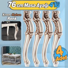 Badem10 4 Adet Valenta Masa Dresuar Ayağı 76 cm Krem Kahverengi Ayak Mutfak Yemek Masası Mobilya Ayakları