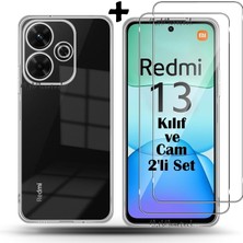 MTK Moveteck Xiaomi Redmi 13 Kılıf Kamera Çevresi Korumalı Darbeye Dayanıklı Şeffaf Silikon Anti Kapak + 9h Ekran Koruyucu Cam