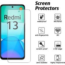 MTK Moveteck Xiaomi Redmi 13 Kılıf Kamera Çevresi Korumalı Darbeye Dayanıklı Şeffaf Silikon Anti Kapak + 9h Ekran Koruyucu Cam