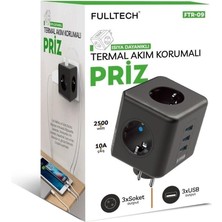 Termal Akım Korumalı 3 Lü Priz USB