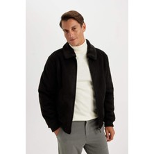 DeFacto Slim Fit Süet Astarlı Mont Dar Kesim Gömlek Yaka Cepli Suni Kürklü A3869AX24WN