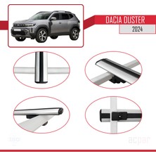 Acpar Dacia Duster 3 (P1310) 2024 ve Sonrası ile Uyumlu Basıc Model Universal Ara Atkı Tavan Barı Gri 2 Adet