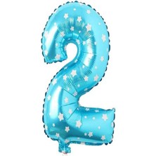 Rönesans Parti Puanlı Mavi Renk Rakam Folyo Balon 36 cm Yaş 2