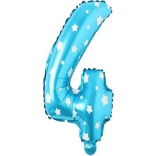 Rönesans Parti Puanlı Mavi Renk Rakam Folyo Balon 36 cm Yaş 4