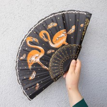 Piraye Gift Flamingo Desenli  Plastik Yelpaze