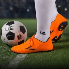 Lig Turuncu Siyah Erkek Futbol Krampon Ayakkabısı Mikrofiber Dört Mevsim Kullanım İçin