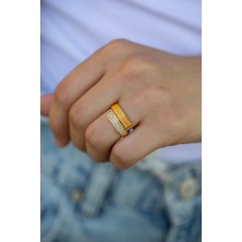 ÇGK KUYUMCULUK Yaldızlı Hasır  Altın Yüzük CGKYZK0224