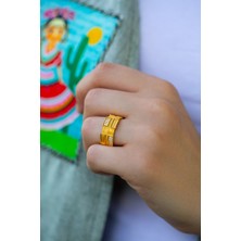 ÇGK KUYUMCULUK  Kare Detaylı Hasır Altın Yüzük CGKYZK0225