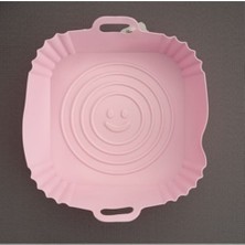 Mother Kitchen Airfryer Silikon Kare Pişirme Kabı Pembe+50 Adet Airfryer Tek Kullanımlık Pişirme Kağıdı Xl-Xxl Tabak