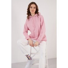 Lela Regular Fit Pamuklu Kapüşonlu Yaka Şardonlu Kışlık Sweat Bayan SWEAT 5863854