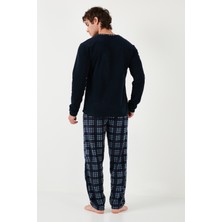 Buratti Ekoseli Regular Fit Düğmeli Bisiklet Yaka Kışlık Polar Pijama Takımı Erkek Pijama Takımı 60961002