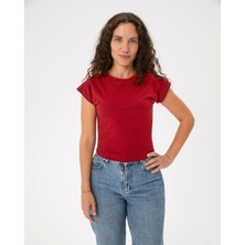 Ayma Active Bordo Organik Pamuk Basic Half Crop T-shirt