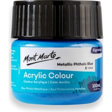 MONT MARTE MM Akrilik Renkli Boya Signature 100ml - Metallic Phthalo Blue