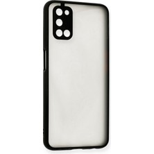 Denza Case Oppo A52 Kılıf Kenarları Renkli Mat Kapak - Siyah