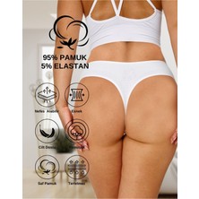 Alya Underwear Kadın Pamuklu Bato Tanga Külot, Büyük Beden - 5 Adet Beyaz (2xl, 3xl, 4xl)