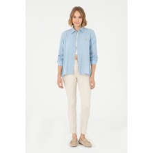 U.S. Polo Assn. Kadın Açık Mavi Gömlek Desenli 50297121-VR003