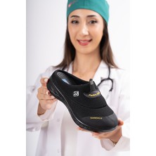 Sandal Spor Kadın Kaymaz İnce Taban Ortopedik File Sabo Doktor Hemşire Hastane Aşçı Terliği SS001-0258 Siyah
