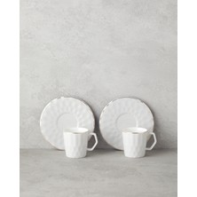 Hestia New Bone China 4 Parça 2 Kişilik Kahve Fincan Takımı Gri