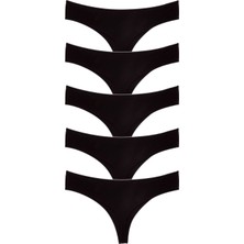 Alya Underwear Kadın Pamuklu Bato Tanga Külot, Büyük Beden - 5 Adet Siyah  (2xl, 3xl, 4xl)
