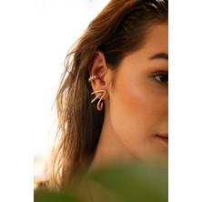 Moonjy Çelik Rose Gold Taşlı Vintage Earcuff