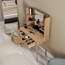 Mezza Lucky Aynalı (Ahşap Ayaklı) 2 Çekmeceli 80 cm Makyaj Masası