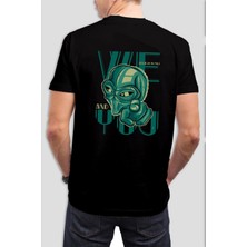 T-35 Uzaylı Baskılı Siyah Unisex Tişört C1007