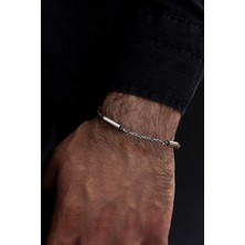 Osmanlı Gümüş Erkek Kral Gümüş Bileklik Künye 2,8mm Özel Tasarım Silindir Parçalı
