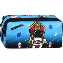 Niss Store Waddell Lisanslı Mavi Astronot Desenli 2 Cepli Kalem Kutusu