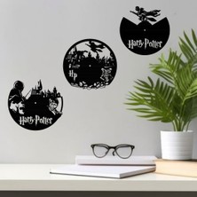 Lerad-Lazer Art Harry Potter 3.lü  Duvar Süs Dekoru. Ahşap Lazer Kesim Duvar Tablo . Hediye Olarak Mükemmeldir