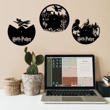 Lerad-Lazer Art Harry Potter 3.lü  Duvar Süs Dekoru. Ahşap Lazer Kesim Duvar Tablo . Hediye Olarak Mükemmeldir