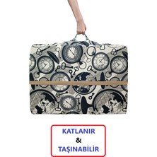 Minderistan Katlanır Yer Yatağı Tek Kişilik Kamp Yatağı Sünger Yatak (70X180X6CM) Işbir Gri Sünger Dolgulu Saat Desen