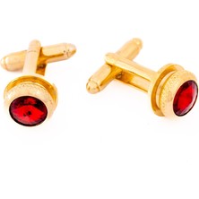 Coolmenclub Kırmızı Taşlı Klasik Kol Düğmesi