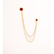 Coolmenclub Kırmızı Taşlı Ceket Yaka Iğnesi