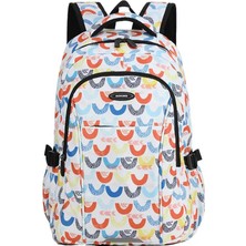 Go Veform Lise ve Ortaokul Için Laptop Bölmeli Su Geçirmez Okul ve Sırt Çantası BEYAZOSÇ2035-7