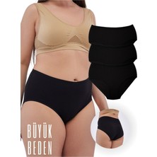 Alya Underwear Kadın Büyük Beden Yüksek Bel Külot Full Brief, 3'lü Paket Siyah