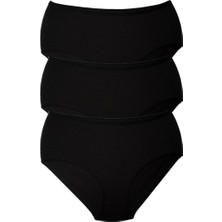 Alya Underwear Kadın Büyük Beden Yüksek Bel Külot Full Brief, 3'lü Paket Siyah